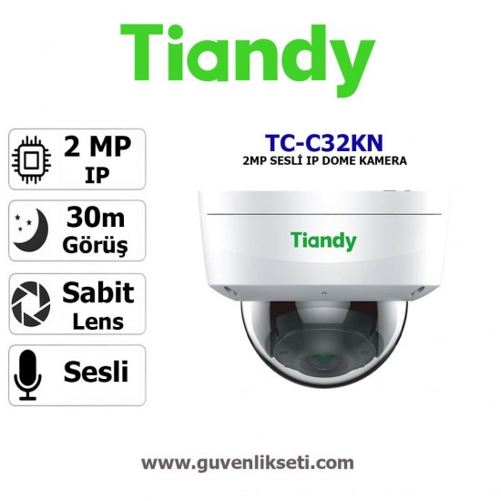 Tiandy TC-C32KN 2mp sesli ip dome kamera full hd güvenlik kamerası
